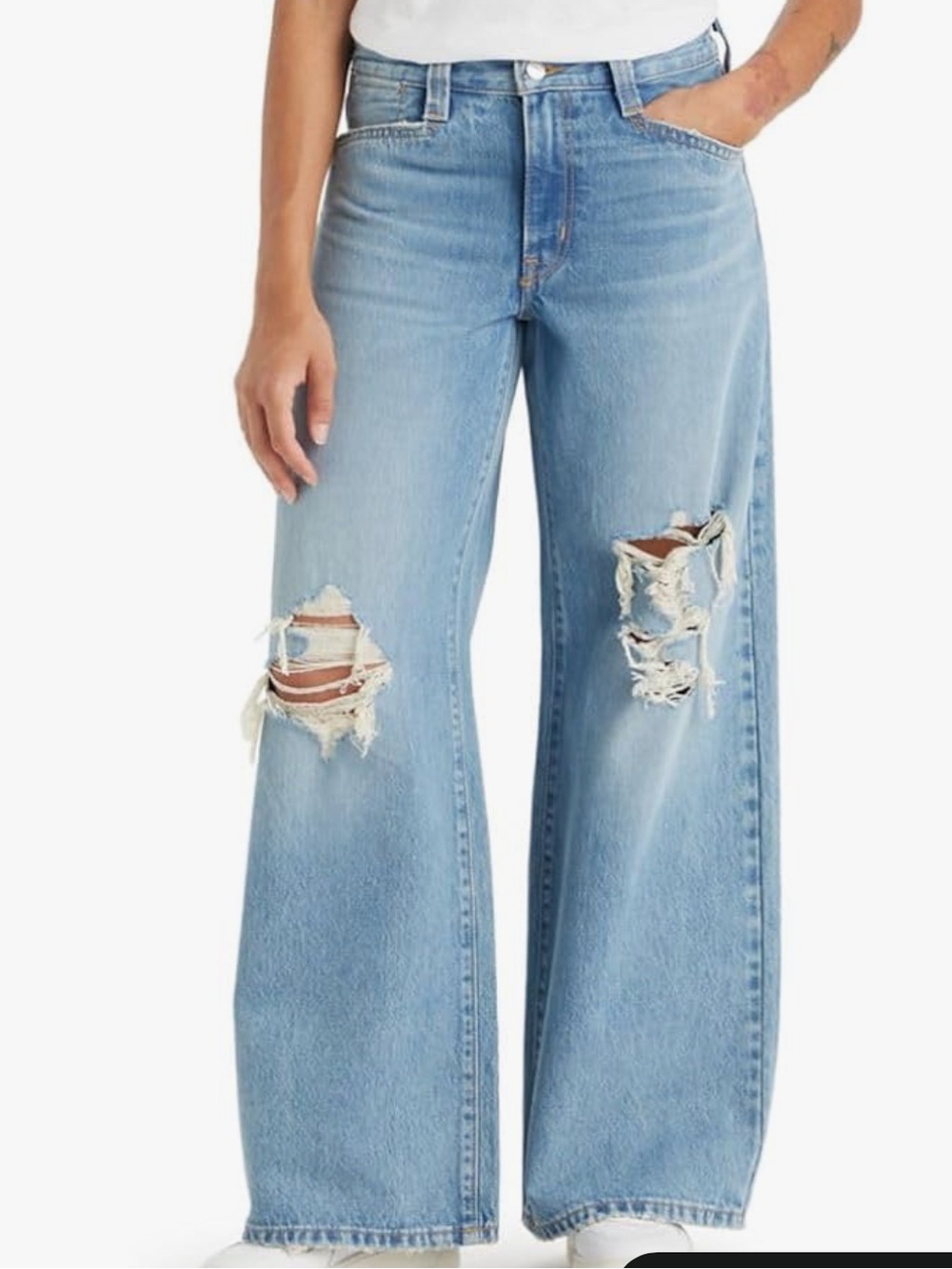 Levi's Light Blue Wide-Leg Distressed Jeans ‘94 baggy wide